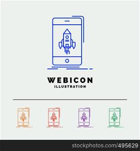 game, gaming, start, mobile, phone 5 Color Line Web Icon Template isolated on white. Vector illustration. Vector EPS10 Abstract Template background