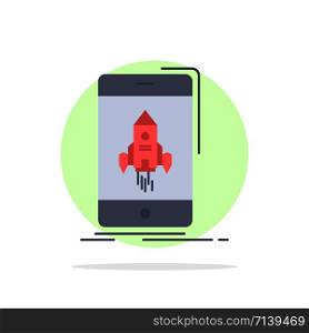 game, gaming, start, mobile, phone Flat Color Icon Vector