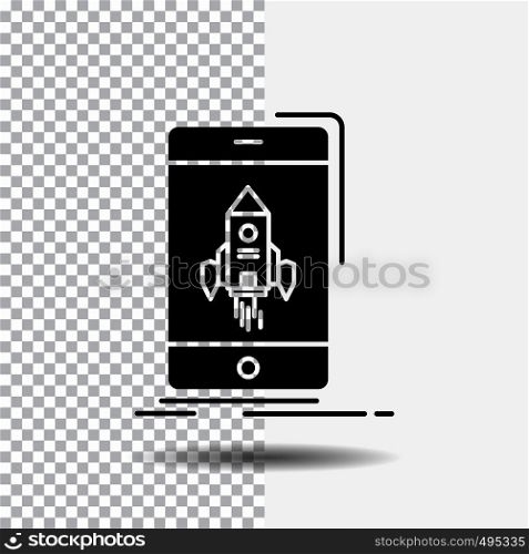 game, gaming, start, mobile, phone Glyph Icon on Transparent Background. Black Icon. Vector EPS10 Abstract Template background