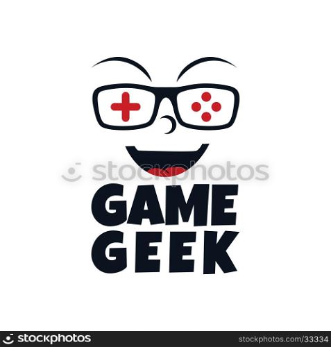 game geek gaming freak fan logo logotype theme cartoon face
