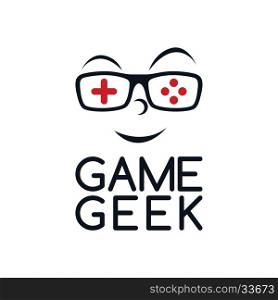game geek gaming freak fan logo logotype theme cartoon face