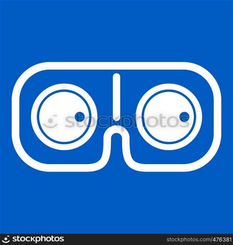 Game glasses icon white isolated on blue background vector illustration. Game glasses icon white