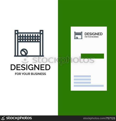 Game, Goalpost, Net, Volleyball Grey Logo Design and Business Card Template