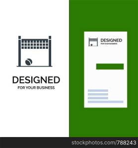 Game, Goalpost, Net, Volleyball Grey Logo Design and Business Card Template