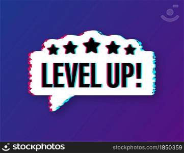 Game icon bonus. level up icon, new level logo. Glitch icon. Vector illustration. Game icon bonus. level up icon, new level logo. Glitch icon. Vector illustration.