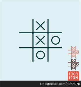 Game icon isolated. Tic tac toe XO icon. Tic tac toe XO symbol. Noughts and crosses board game icon isolated. Vector illustration