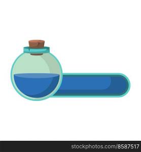 Game icon of bottle with poison or elixir and status indicator. GUI bar element for game design and magical liquid in glass bottle. Vector illustration for mobile video game