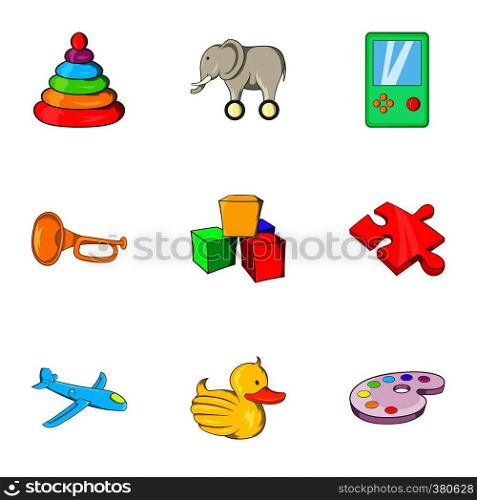 Game icons set. Cartoon illustration of 9 game vector icons for web. Game icons set, cartoon style