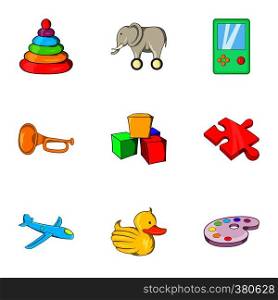 Game icons set. Cartoon illustration of 9 game vector icons for web. Game icons set, cartoon style