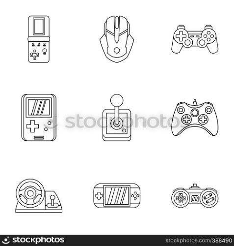 Game icons set. Outline illustration of 9 game vector icons for web. Game icons set, outline style