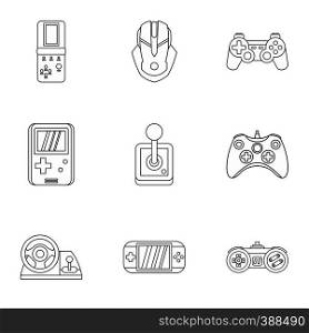 Game icons set. Outline illustration of 9 game vector icons for web. Game icons set, outline style