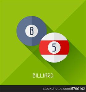 Game illustration with billiard in flat design style.
