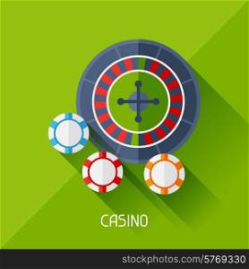 Game illustration with casino in flat design style.
