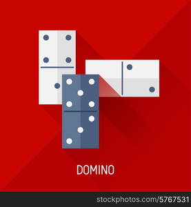 Game illustration with domino in flat design style.