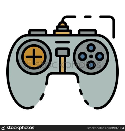 Game joystick icon. Outline game joystick vector icon color flat isolated. Game joystick icon color outline vector