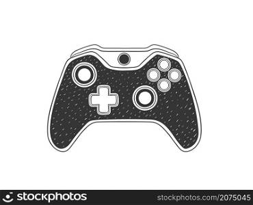 Game joystick. Joypad. Hand-drawn Gamepad. Illustration in sketch style. Vector image