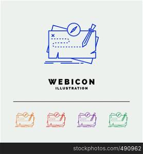 Game, map, mission, quest, role 5 Color Line Web Icon Template isolated on white. Vector illustration. Vector EPS10 Abstract Template background