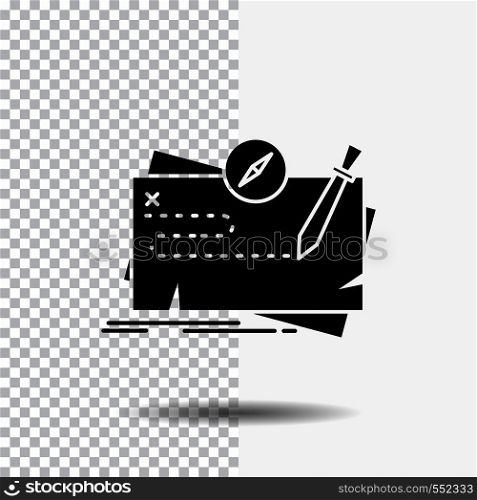 Game, map, mission, quest, role Glyph Icon on Transparent Background. Black Icon. Vector EPS10 Abstract Template background