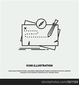 Game, map, mission, quest, role Icon. Line vector gray symbol for UI and UX, website or mobile application. Vector EPS10 Abstract Template background