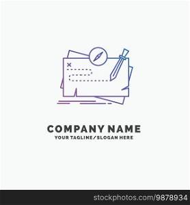 Game, map, mission, quest, role Purple Business Logo Template. Place for Tagline. Vector EPS10 Abstract Template background