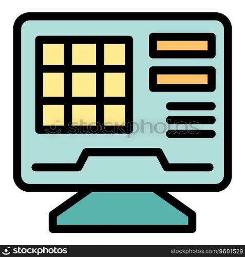 Game monitor icon outline vector. Chess board. Computer bet color flat. Game monitor icon vector flat