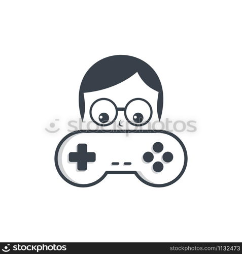 game nerd geek gamer joystick console controller logo vector. game nerd geek gamer joystick console controller logo