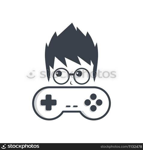 game nerd geek gamer joystick console controller logo vector. game nerd geek gamer joystick console controller logo