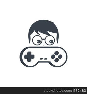 game nerd geek gamer joystick console controller logo vector. game nerd geek gamer joystick console controller logo