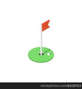 Game of golf ball and flag. . Game of golf ball and flag. Vector illustration .