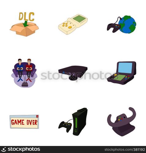 Game online icons set. Cartoon illustration of 9 game online vector icons for web. Game online icons set, cartoon style