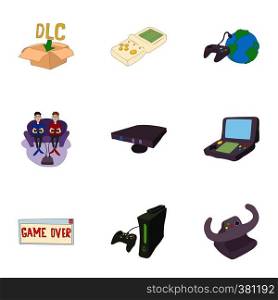 Game online icons set. Cartoon illustration of 9 game online vector icons for web. Game online icons set, cartoon style