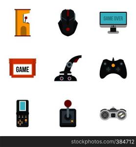Game online icons set. Flat illustration of 9 game online vector icons for web. Game online icons set, flat style