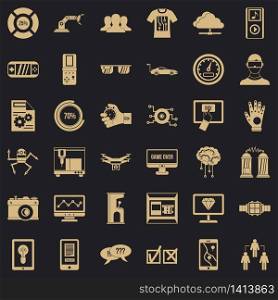 Game over icons set. Simple style of 36 game over vector icons for web for any design. Game over icons set, simple style