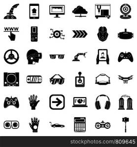 Game over icons set. Simple style of 36 game over vector icons for web isolated on white background. Game over icons set, simple style