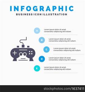 Game, Pad, Video, Xbox, PlayStation Infographics Presentation Template. 5 Steps Presentation