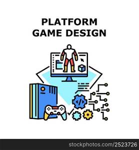 Game Platform Design Vector Icon Concept. Game Platform Design And Developing Character For Playing In Cyberspace World. Electronic Technology Creativity And Innovation Color Illustration. Game Platform Design Vector Color Illustration