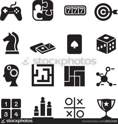 Game puzzle dice maze jigsaw slot machine icons vector image