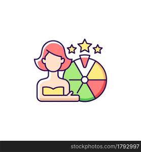 Game show RGB color icon. Competition for prizes winning. Television programme. Playing games for rewards. Quiz show. Challenge knowledge. Isolated vector illustration. Simple filled line drawing. Game show RGB color icon