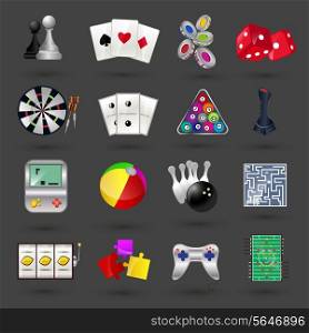 Game sport and gambling casino icons set isolated vector illustration