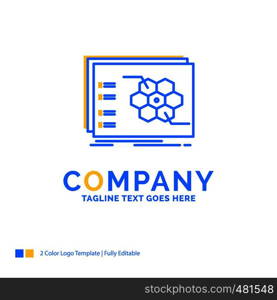 Game, strategic, strategy, tactic, tactical Blue Yellow Business Logo template. Creative Design Template Place for Tagline.