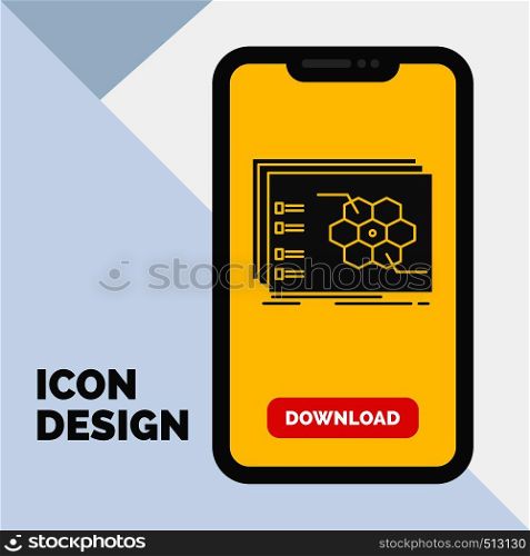 Game, strategic, strategy, tactic, tactical Glyph Icon in Mobile for Download Page. Yellow Background. Vector EPS10 Abstract Template background
