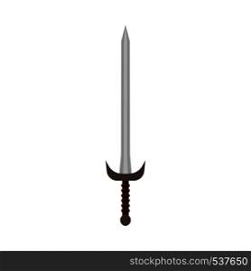 Game sword isolated vintage emblem vector icon. Fairytale power royal weapon