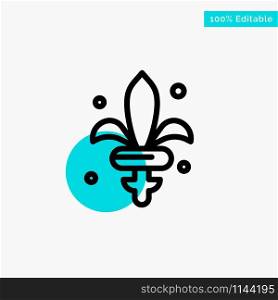 Game, Sword, Weapon, Madrigal turquoise highlight circle point Vector icon