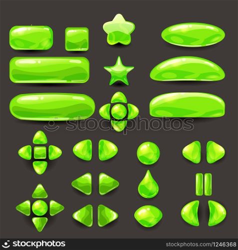 Game ui set. Complete green menu of graphical user interface GUI to build 2D games. Casual Game. Vector. Can be used in mobile or web games.. Set game ui. Complete green menu of graphical user interface GUI to build 2D games. Casual Game. Vector.
