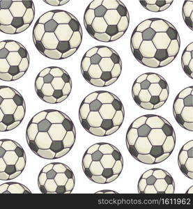 Game with inflatable ball seamless pattern. Football entertainment and relaxation for kids and adults. Soccer background, competitive play with traditional rules. Competition sports, vector in flat. Football seamless pattern, inflatable ball for playing games