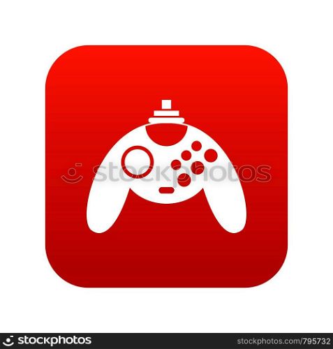 Gamepad icon digital red for any design isolated on white vector illustration. Gamepad icon digital red