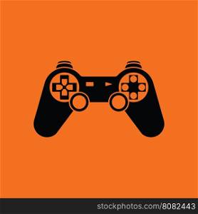 Gamepad icon. Orange background with black. Vector illustration.