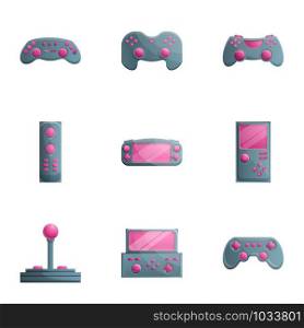Gamepad icon set. Cartoon set of 9 gamepad vector icons for web design isolated on white background. Gamepad icon set, cartoon style