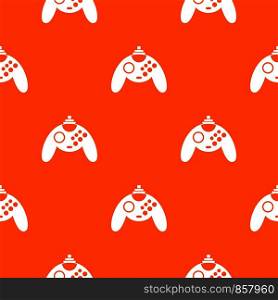 Gamepad pattern repeat seamless in orange color for any design. Vector geometric illustration. Gamepad pattern seamless