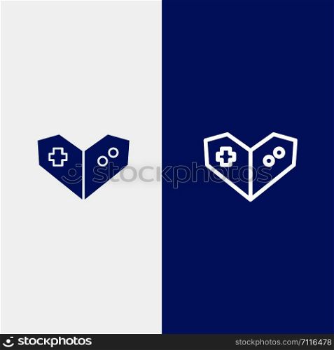 Gamepad, Videogame, PlayStation Line and Glyph Solid icon Blue banner Line and Glyph Solid icon Blue banner